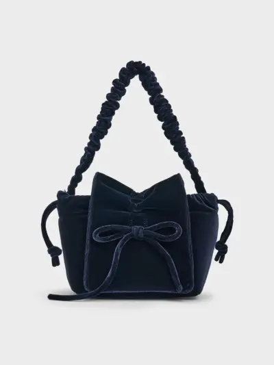 Bow Ruched Top Handle Bag